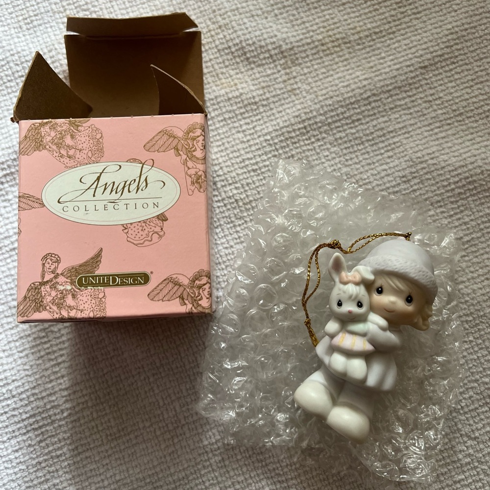 Vintage Angels Collection Ornament Antique Collectible with Child and Bunny